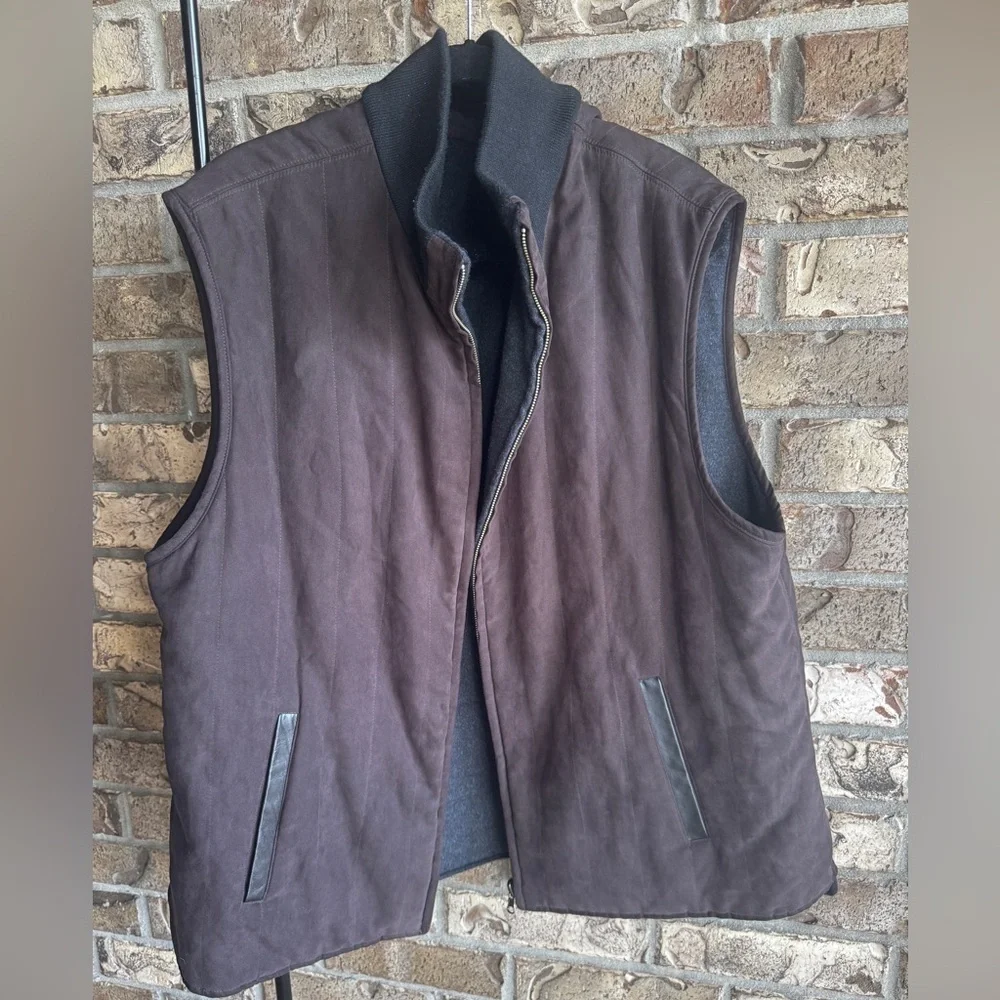 Daniel Cremieux Signature Collection Brown Wool Cashmere Reversible Vest Sz XXL
